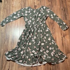 Carters KID dark green flower dress